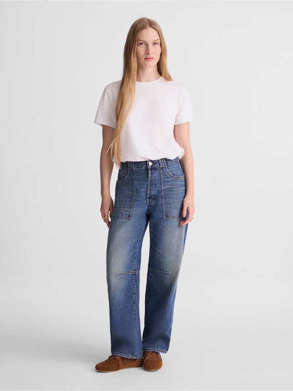 Madewell Women's Darted Barrel Leg Blue Denim Jeans -sz 33